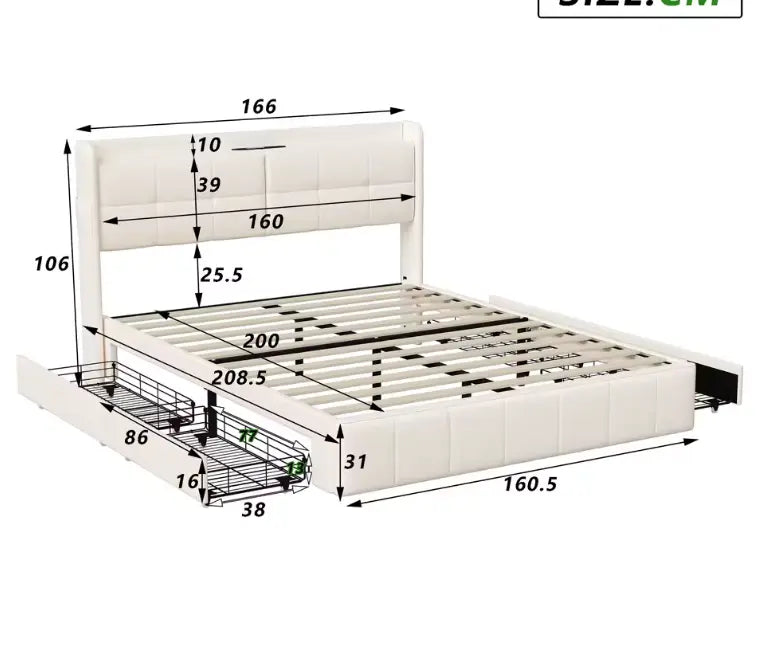 Lit double avec coussin intégré et rangement latéraux – Maison Sommeil Maison Sommeil
